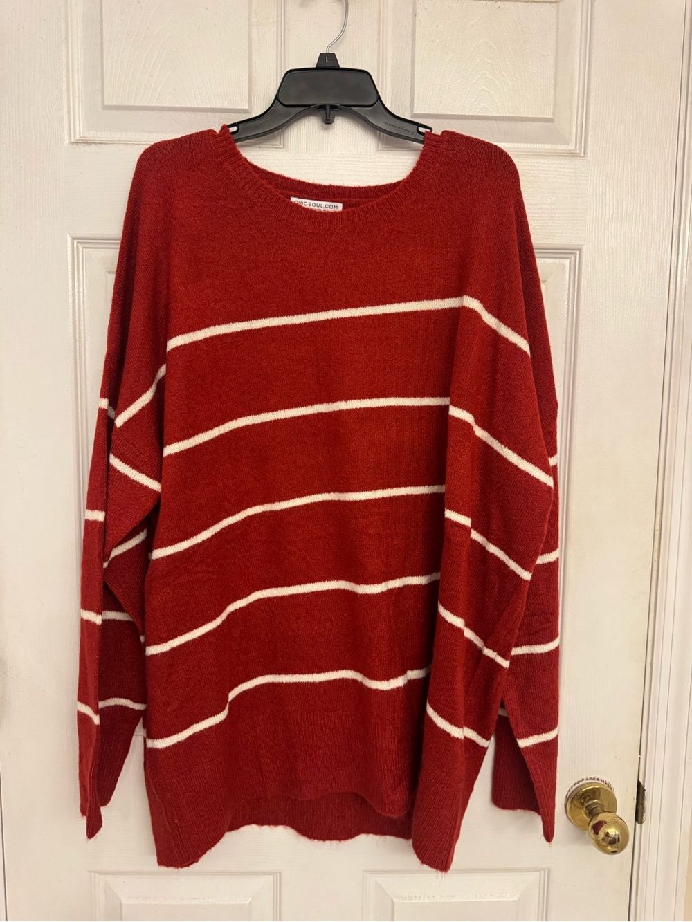 Chic Soul 2XL Rust Stripe Cozy Knit Sweater Plus Size